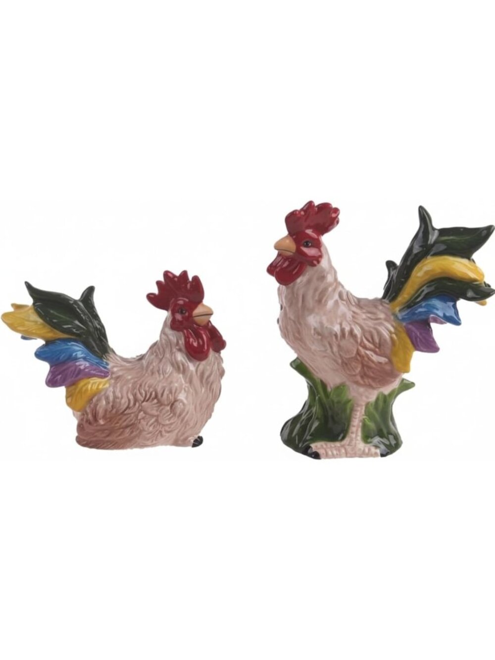 Charming Ceramic Rooster Salt and Pepper Shakers Set - 4.25" Kitchen Decor
